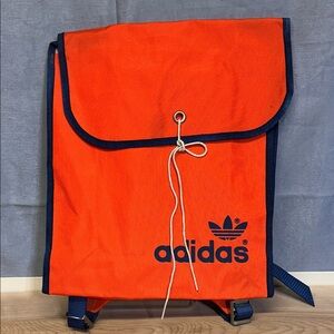 Vintage Adidas Bold Orange Backpack with Navy Accents